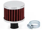 Small Breather Filter 9mm Neck Size (Oil Crankcase Air) 50x40x9mm RED/CHROME