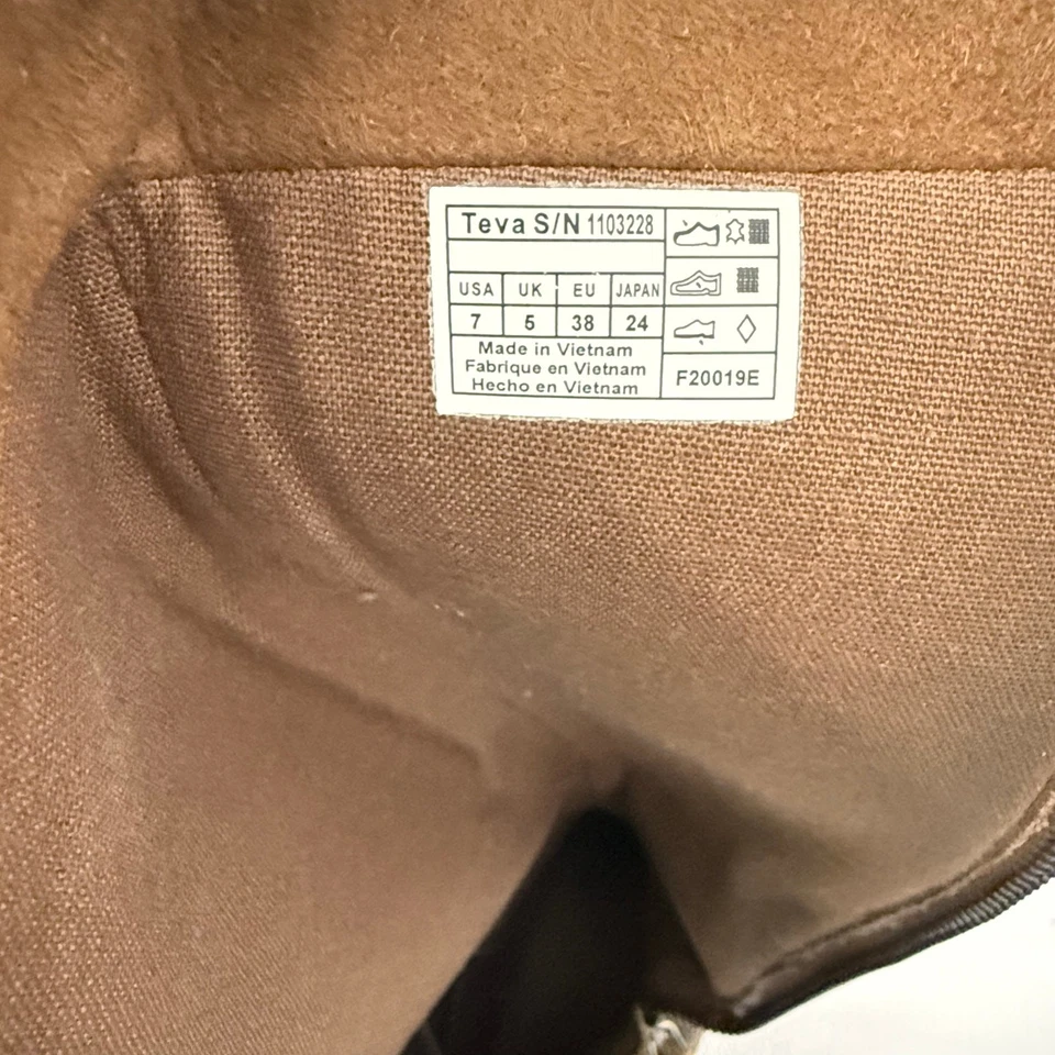 Teva Ellery Botas Altas Mujer Talla 7 Cuero Impermeable Cremallera Montar Marrón Foto 3 de 4