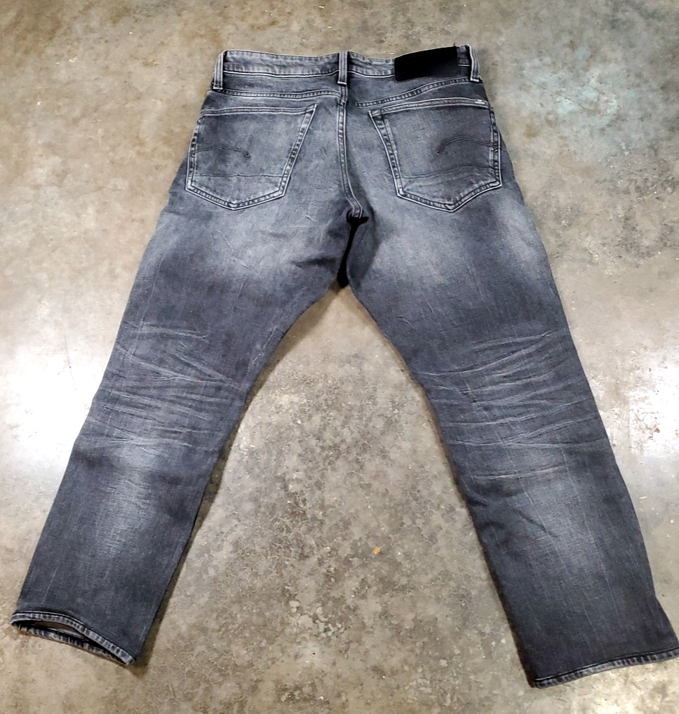 G-Star Raw 3301 Straight Tapered Black Wash Denim Button Fly Jean Men Size 30X30