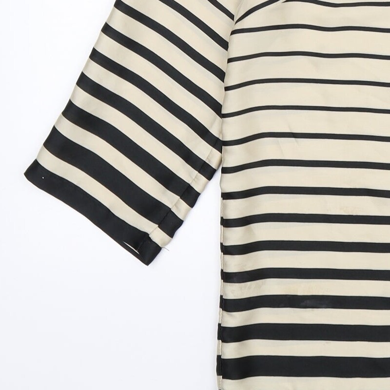 Womens Gold Striped Polyester Blend Basic Blouse … - image 12
