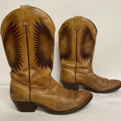 Boulet Cowboy Cowgirl Leather Boots Indian Embroidery Size UK 9 - Picture 3 of 14