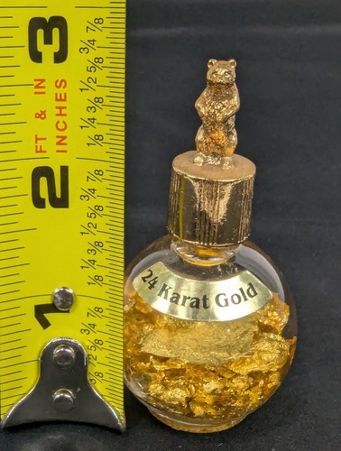 Standing Bear Genuine 24 Karat Gold Flakes Vial Souvenir Vintage Bottle Retro - Picture 6 of 7