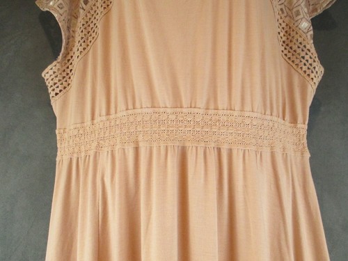 Torrid Dress Womens Plus 3X Peach Maxi Short Sleeve Crochet Lace Boho Stretch - Picture 2 of 13