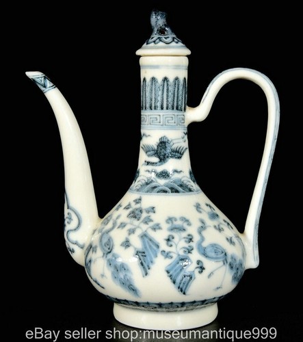 Ventes exceptionnelles Théière vin oiseau fleur porcelaine bleu blanc marque chenghua Chine 9,2