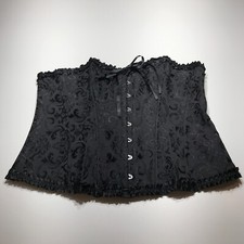 NEW Black Jacquard Corset Top w/ Ruffle Detail Lace Up Back Womens Size 6XL Plus
