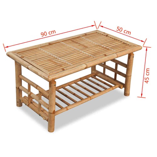 NNEVL Coffee Table Bamboo 90x50x45 cm - Picture 5 of 5