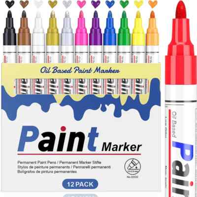 Paint Marker oil based permanent Marker pens 12 Pack for Painting Rocks etc