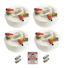 4 x 50ft BNC Video and Power Extension Cable with Connector for Security Camera 