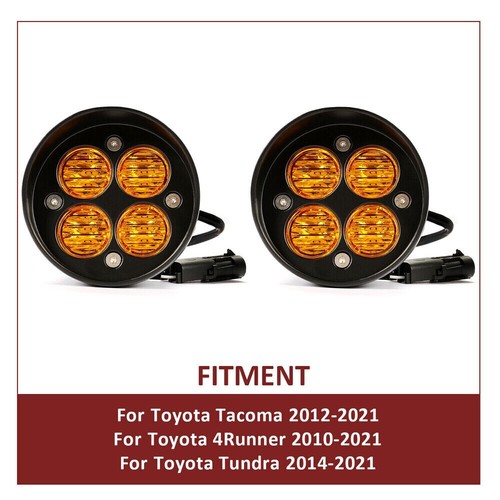 LED FOG LIGHTS FOR TOYOTA TACOMA 4RUNNER 2010-2023 TUNDRA AMBER - Picture 3 of 16