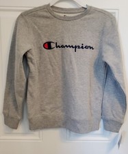 Champion Youth/Unisex Gray Crew Neck Pullover Jumper - MEDIUM