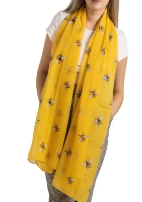 Yellow Bee Scarf Busy Bees Scarfs Wrap Shawl Scarves Ladies Gift Womens Present