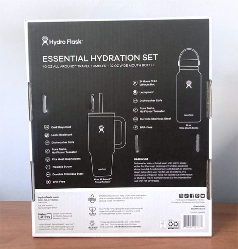 Hydro Flask Essential Hydration Set 40 oz Travel Tumbler 32 oz Wide Mouth Bottle - Picture 3 of 3