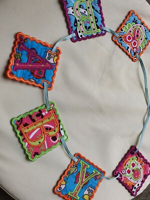 Wimpel Fahnen Handarbeit B A B Y mit Eulen, schöne Farben, tolles Geschenk für Kinderzimmer