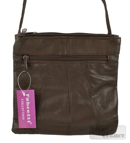 Leather Ladies Handbag Travel neck Purse Cross Body Shoulder Dual Double Zip - Picture 9 of 12