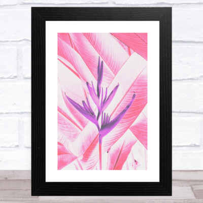 Lila Blume auf rosa tropischem Laub Wandkunstdruck
