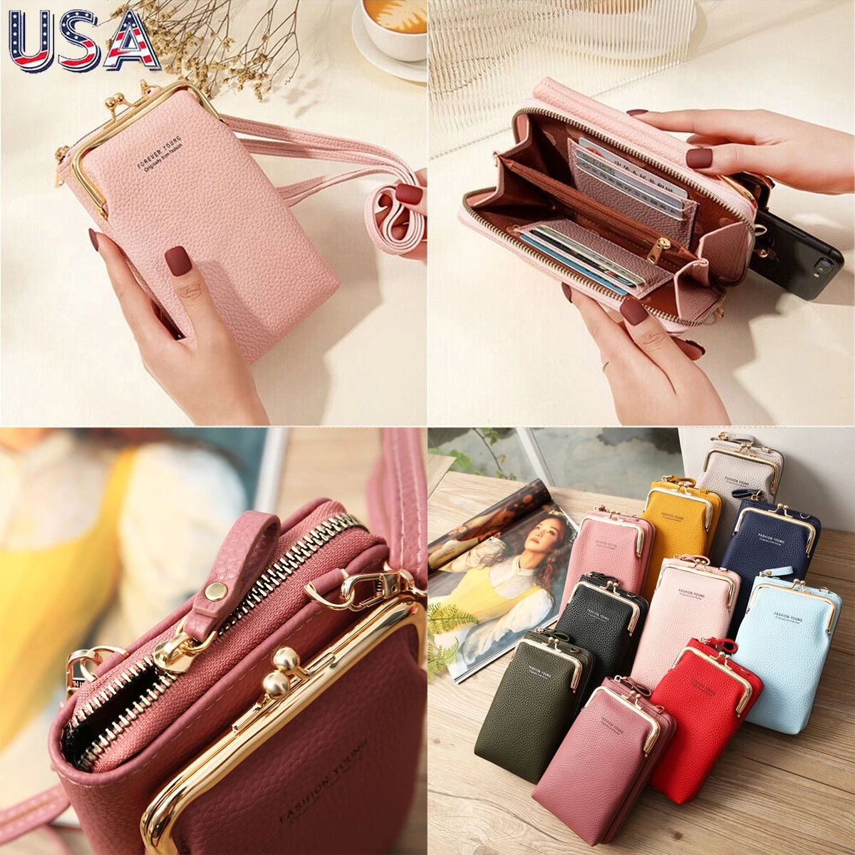 PALAY Women's Small Cross-Body Phone Bag Stylish PU Leather Mobile Cell Phone Holder Pocket Purse Wallet Sling Bag Mini Shoulder Bags