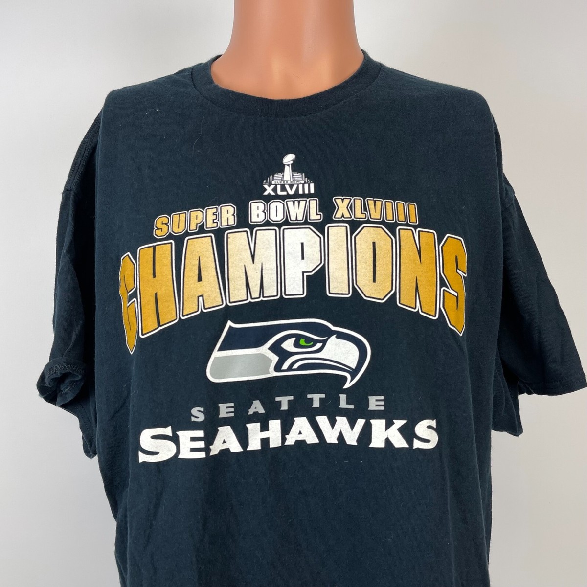 Seattle Seahawks Super Bowl 48 Champions T Shirt Mens Size XL NFL