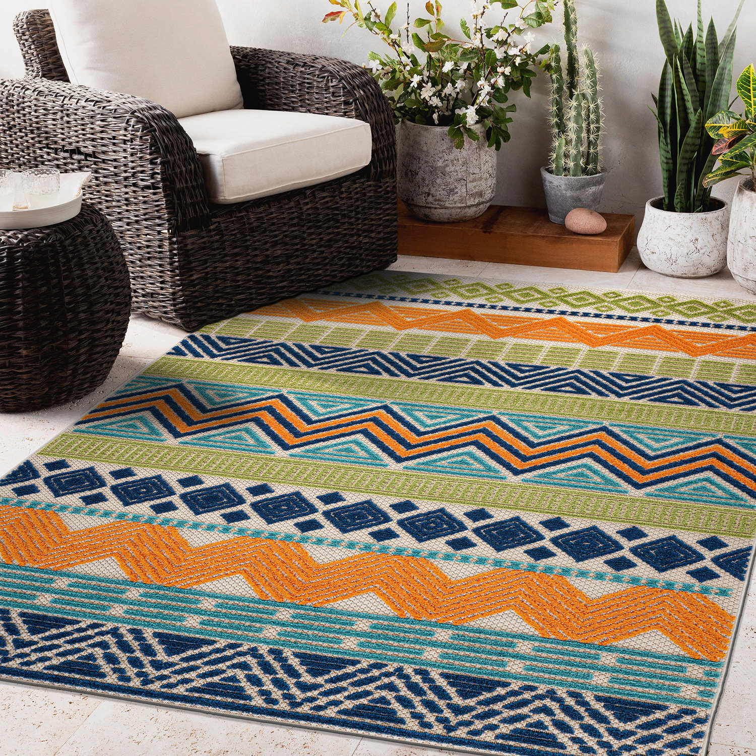 Rugshop Outdoor Rug Marbella Contemporary Boho Indoor/Outdoor Rugs for ...