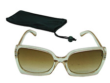 Womens Oversized Square Shape Fashion Sunglasses Peach Frame and Lens Cloth Case