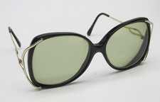 Vintage Luxottica Black Gold Butterfly Sunglasses Italy Script Lens Frames Only