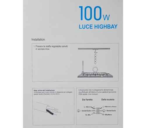 Faro Industriale Led 300W Disco Rotondo UFO IP65 Plafoniera Campana DR - Foto 8 di 9