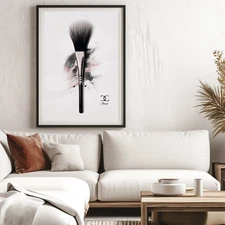 Fahion Designer Make-Up Brush Paint Splatter Digital  Wall Art Poster Decor
