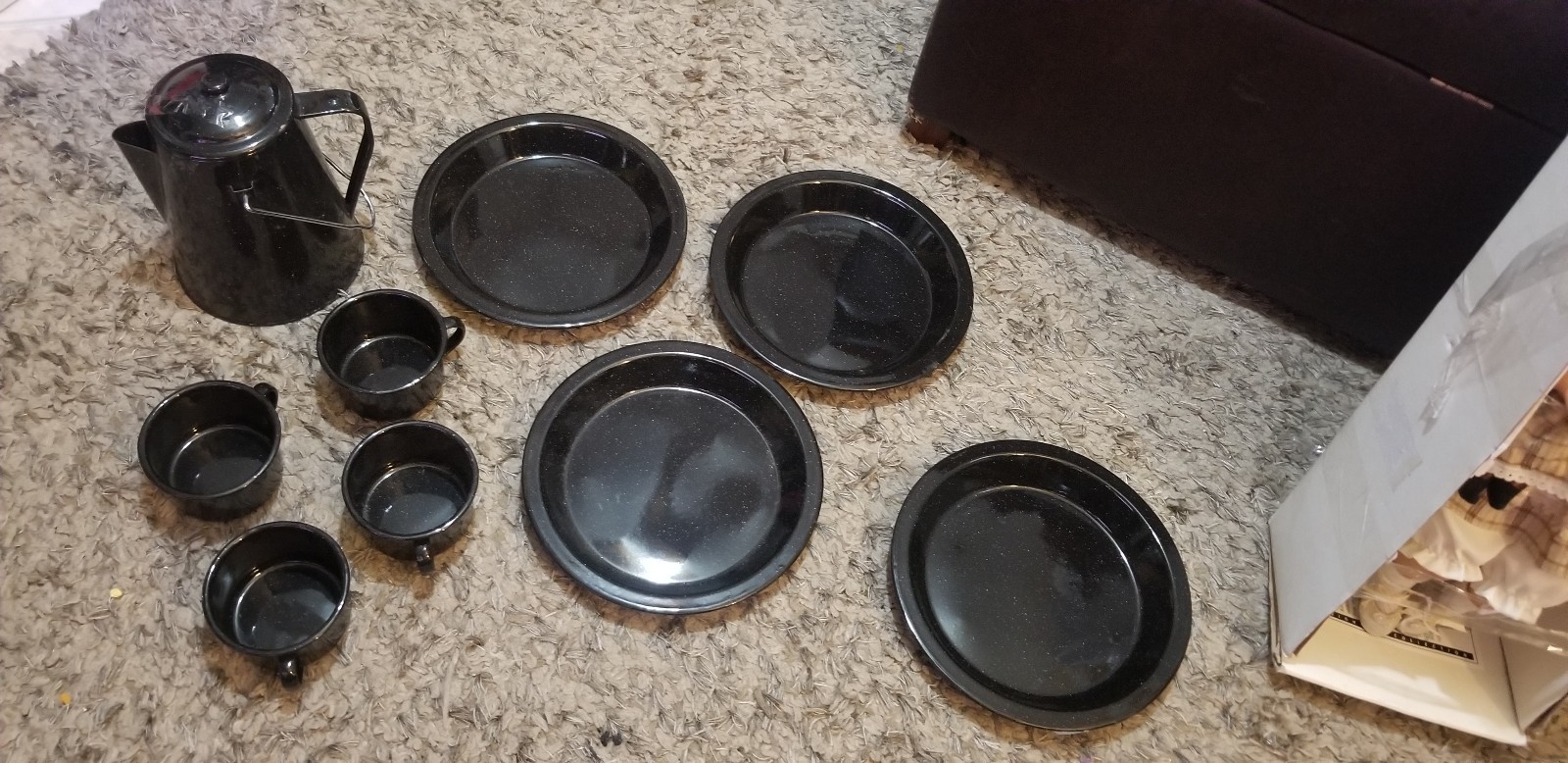 COWBOY RUSTIC METAL CUPS AND PLATES COFFEE PITCHER Camping COWBOY RUSTIC METAL CUPS AND PLATES COFFEE PITCHER Camping