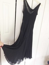 EXPRESS Silk Black Slip Cocktail sleeveless Midi Dress sz 7 - 8  fit and flare