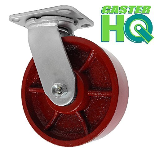CASTERHQ - 4" x 2" rot Sphäroguss/Stahl Lenkrolle - hochwertiges Rad - Bild 1 von 2