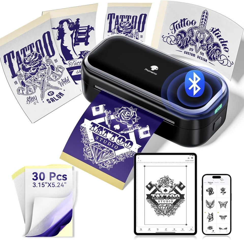 Phomemo TP31 Wireless Tattoo Stencil Printer Mini Thermal Tattoo Printer LOT - Image 2 of 4