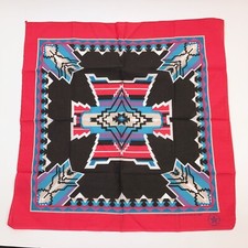 Vintage Southwestern Pink Black Blue Purple Rodeo Bandana USA 16463