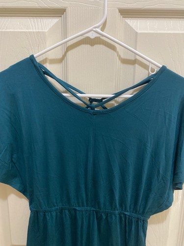 New Girl's Art Class Rayon Shorts Romper Deep Teal Cross Back Size Medium 7/8 - Picture 4 of 4