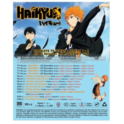 DVD HAIKYU!! SEASON 1-4 Vol.1-85 END (ENGLISH DUBBED)+ 4 Movies +