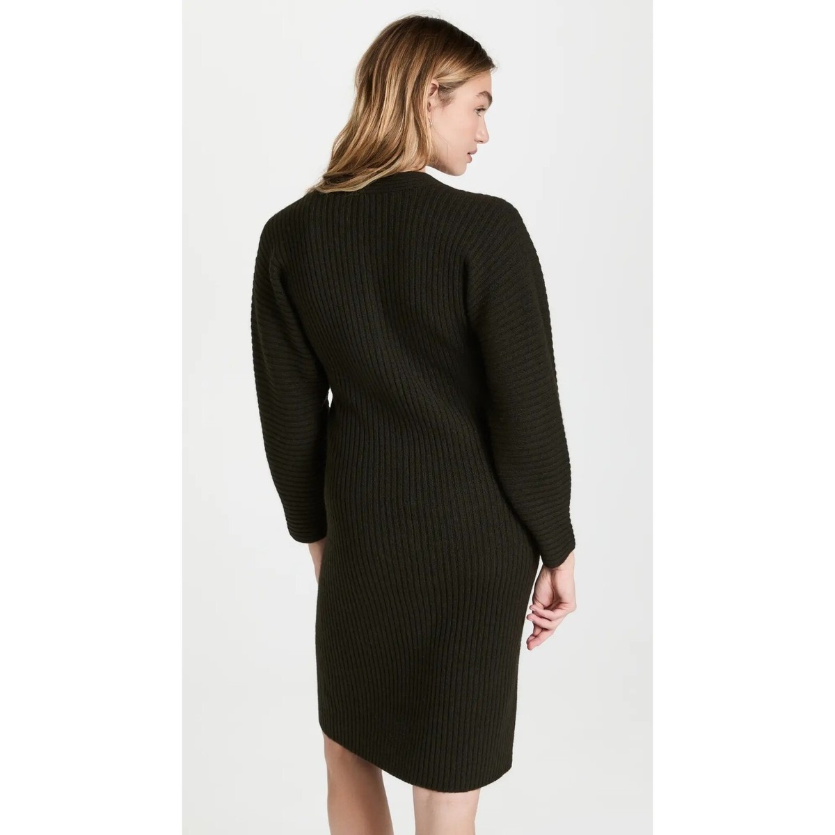 VINCE Wool Yak Sweater Dress Medium Ribbed Longsleeve Fern