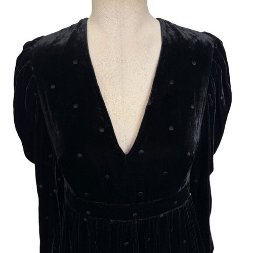 Ulla Johnson Shani Samt Langarm Midikleid in Schwarz Gr:2 Urlaub Capsule - Bild 4 von 12
