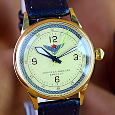 Soviet Watch Raketa Aviator Vintage Mechanical Men's Wristwatch 2609HA Seviced