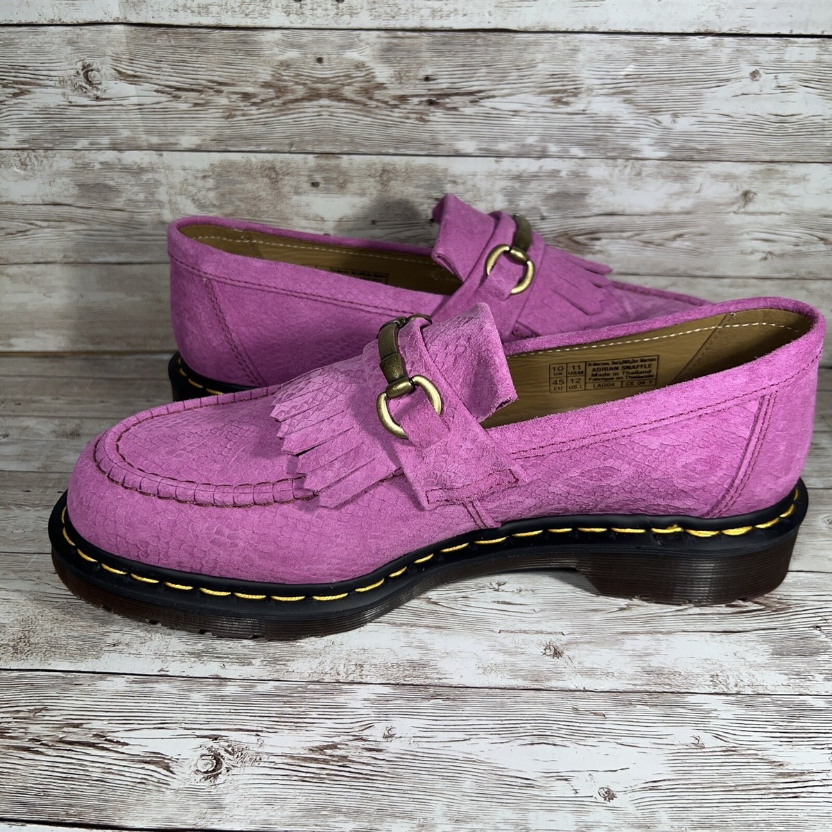 Dr. Martens Adrian Snaffle Repello Emboss Suede Kiltie Loafers Pink Men\'s 11 Dr. Martens Adrian Snaffle Repello Emboss Suede Kiltie  main image 4