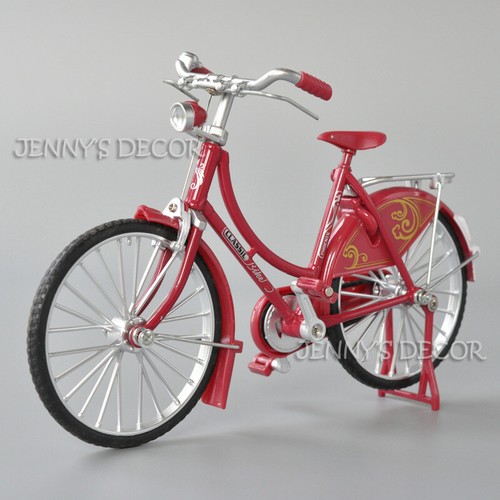 Juguete de bicicleta retro modelo de metal fundido a presión escala 1:10 vintage bicicleta urbana de ciudad para mujer - Imagen 20 de 21