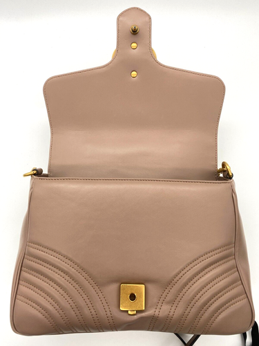 Gucci 498110 Matelasse Leather GG Marmont Top Handle Small Shoulder Bag - Picture 13 of 20