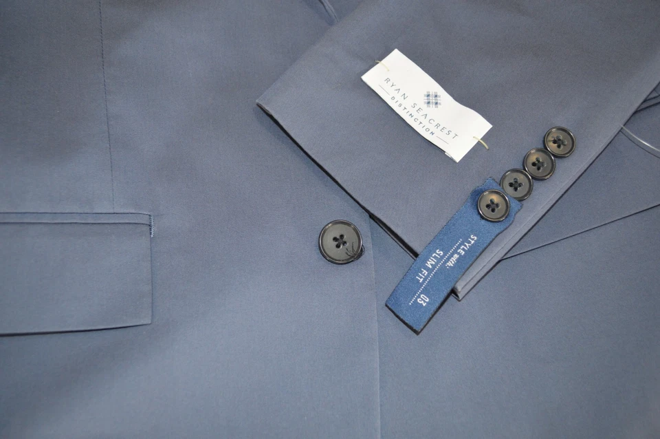 NUEVO CON ETIQUETAS Ryan Seacrest Hombre/Niño Dos Botones Azul Sólido Blazer Chaqueta Abrigo Deportivo 36S Foto 3 de 4