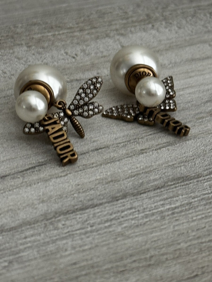 dior j'adior Butterfly And Dragonfly Earrings In Antique Gold