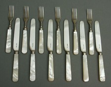 Biedermeier Obstbesteck 925 Silber Perlmutt Sheffield 1828 Mother of Pearl (516)