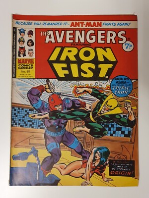 THE AVENGERS #58 IRON FIST Marvel Comics UK 1974  ORIGIN DR. STRANGE CLEAN