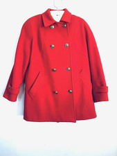 Vintage Macintosh Women 4p Pure Wool Red Pea Coat Double Breasted Short Lined