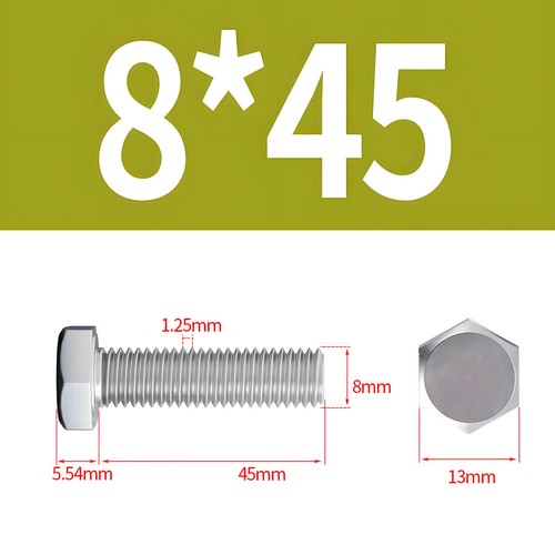 M2 - M12 Hex Head Bolts / Screws A2 304 Stainless Steel DIN 933 Tap 18-8 - Picture 73 of 100