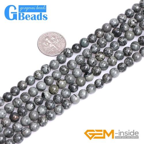 Gray Bre Jasper Natural Gemstone Round Beads for Jewelry Making Strand 15" 8mm - Picture 8 of 13