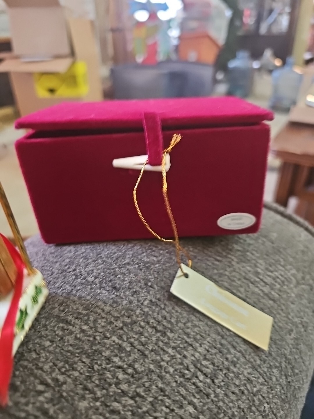 Dillards Trimmings Cloisonne Luggage Cart Rack Ornament 2004 Rare for