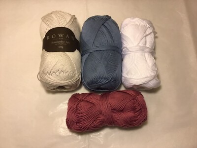 ROWAN YARN SUMMERLITE 4Ply  Cotton 1 Skein #00418 w/ Lot 3 Used Unbranded Skeins