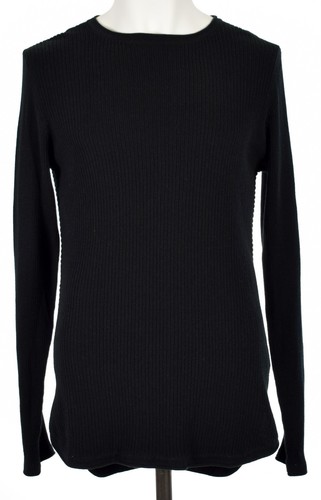 Buffalo David Bitton Hombre Negro Cuello Redondo Acanalado Pulover Jersey L XL - Picture 2 of 4