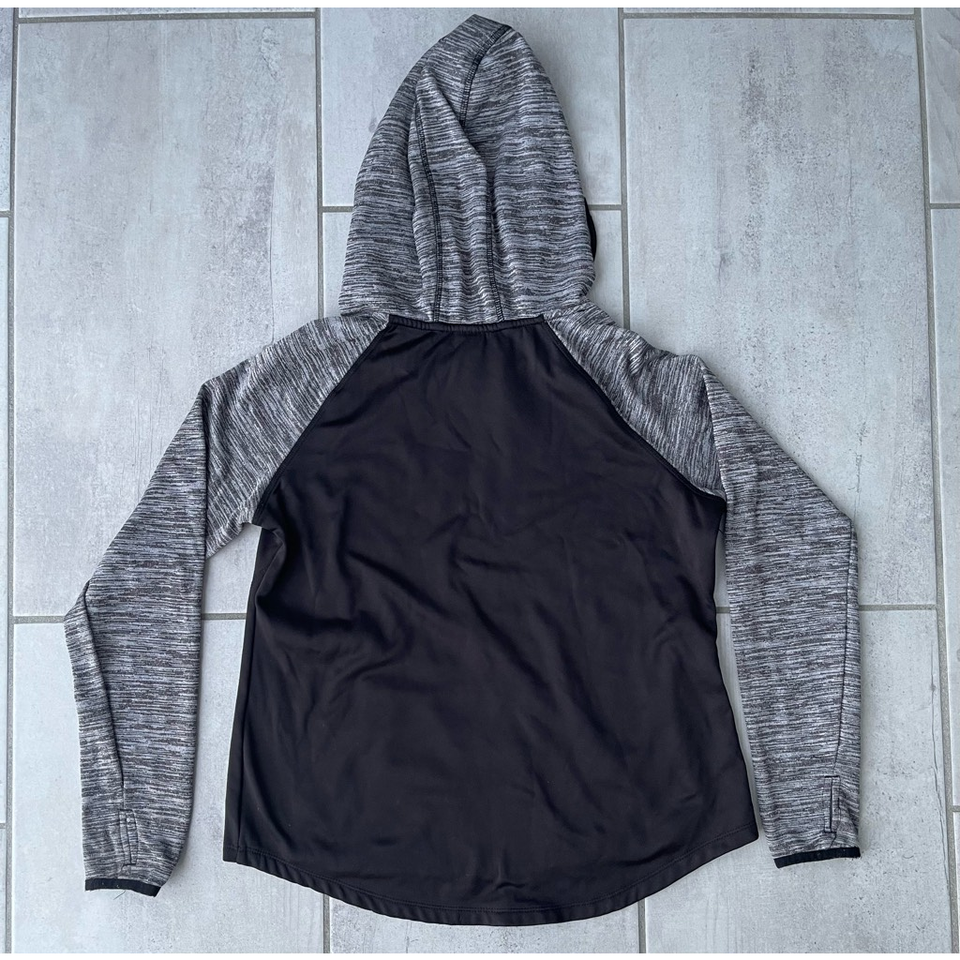 Athletic Works Womens Hoodie Sweatshirt Black Gray Space Dye Drawstring